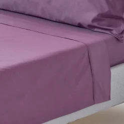 Homescapes Drap plat uni 100 % coton égyptien 200 fils violet, 275x275 cm -* Drap Plat