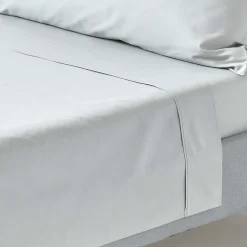 Drap plat uni 100 % coton égyptien 200 fils gris argent, 275x275 cm ->Homescapes Clearance