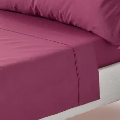 Drap plat uni 100 % coton égyptien 200 fils bordeaux, 240x300 cm ->Homescapes Online