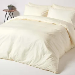 Homescapes Drap plat uni 100 % coton égyptien 200 fils ivoire, 180x290 cm -* Drap Plat