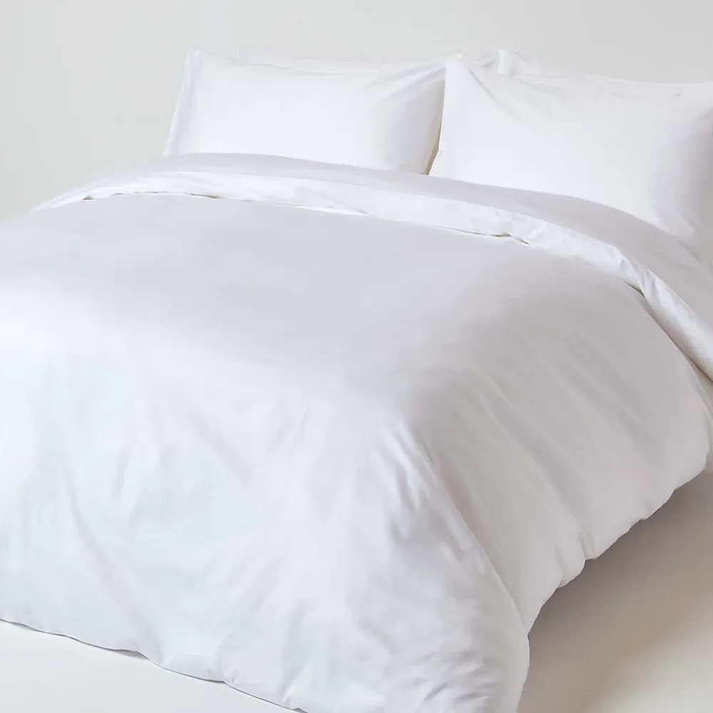 Homescapes Drap plat uni en coton égyptien bio 400 fils blanc, 270x300 cm -* Drap Plat