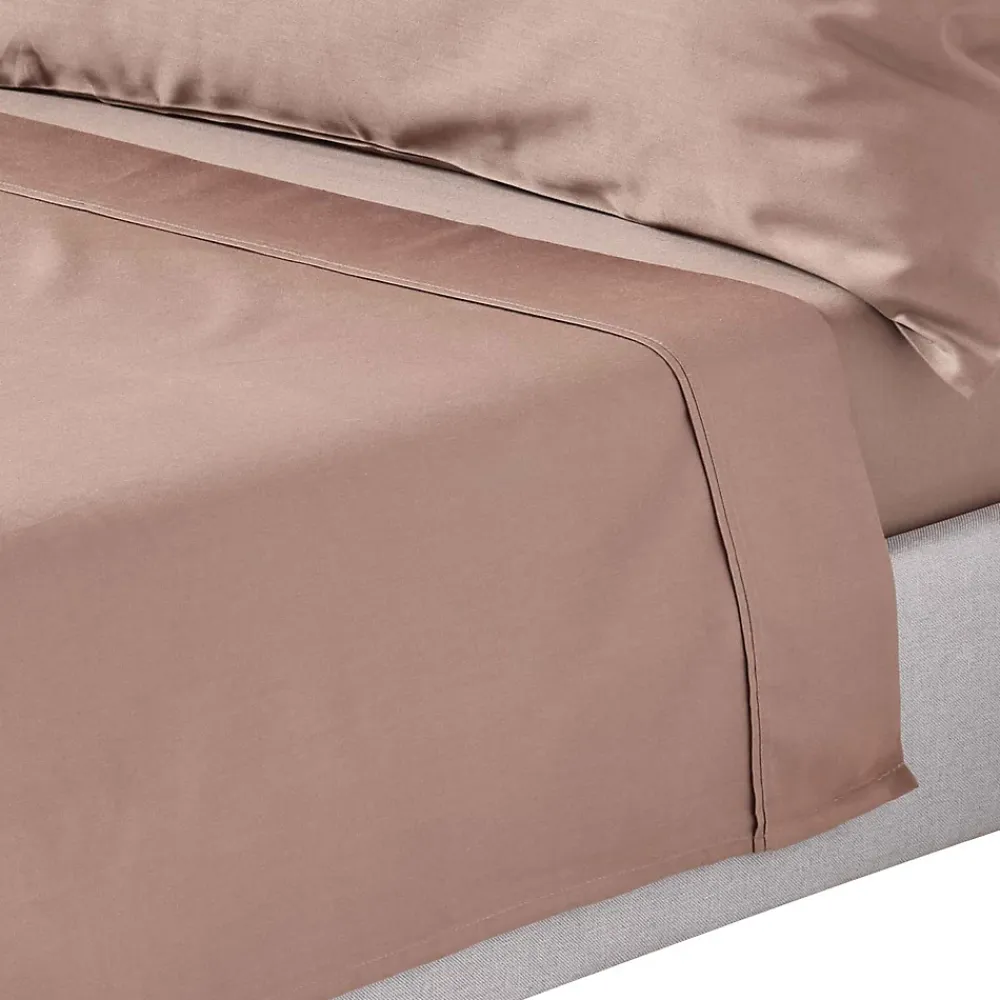 Homescapes Drap plat uni en coton égyptien bio 400 fils marron, 240x275 cm -* Drap Plat