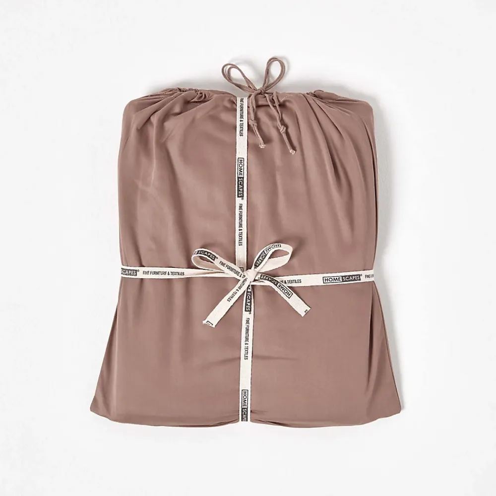 Homescapes Drap plat uni en coton égyptien bio 400 fils marron, 240x275 cm -* Drap Plat