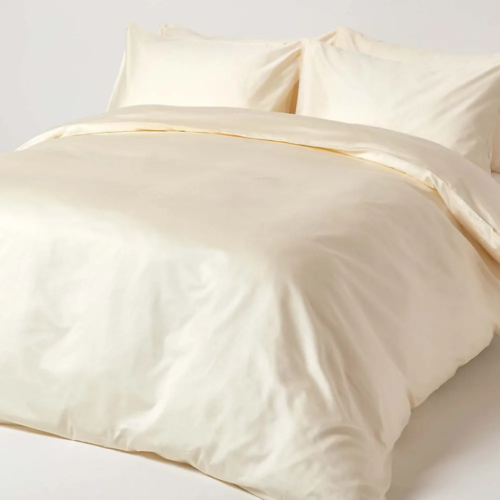 Drap plat uni en coton égyptien bio 400 fils ècru, 275x275 cm ->Homescapes Clearance