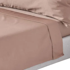Drap plat uni en coton égyptien bio 400 fils marron, 240x300 cm ->Homescapes Online