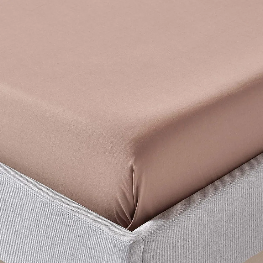 Drap plat uni en coton égyptien bio 400 fils marron, 240x300 cm ->Homescapes Online
