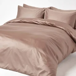 Drap plat uni en coton égyptien bio 400 fils marron, 240x300 cm -><noscript><img width=