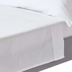 Drap plat uni en coton égyptien bio 400 fils blanc, 240x300 cm ->Homescapes Outlet
