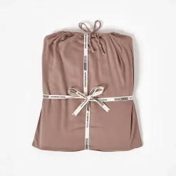 Homescapes Drap plat uni en coton égyptien bio 400 fils marron, 230x255 cm -* Drap Plat