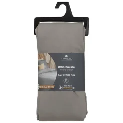 Atmosphera Créateur D'Intérieur Drap-housse - percale - gris - 160x200 cm - Atmosphera* Drap Housse|Drap Housse