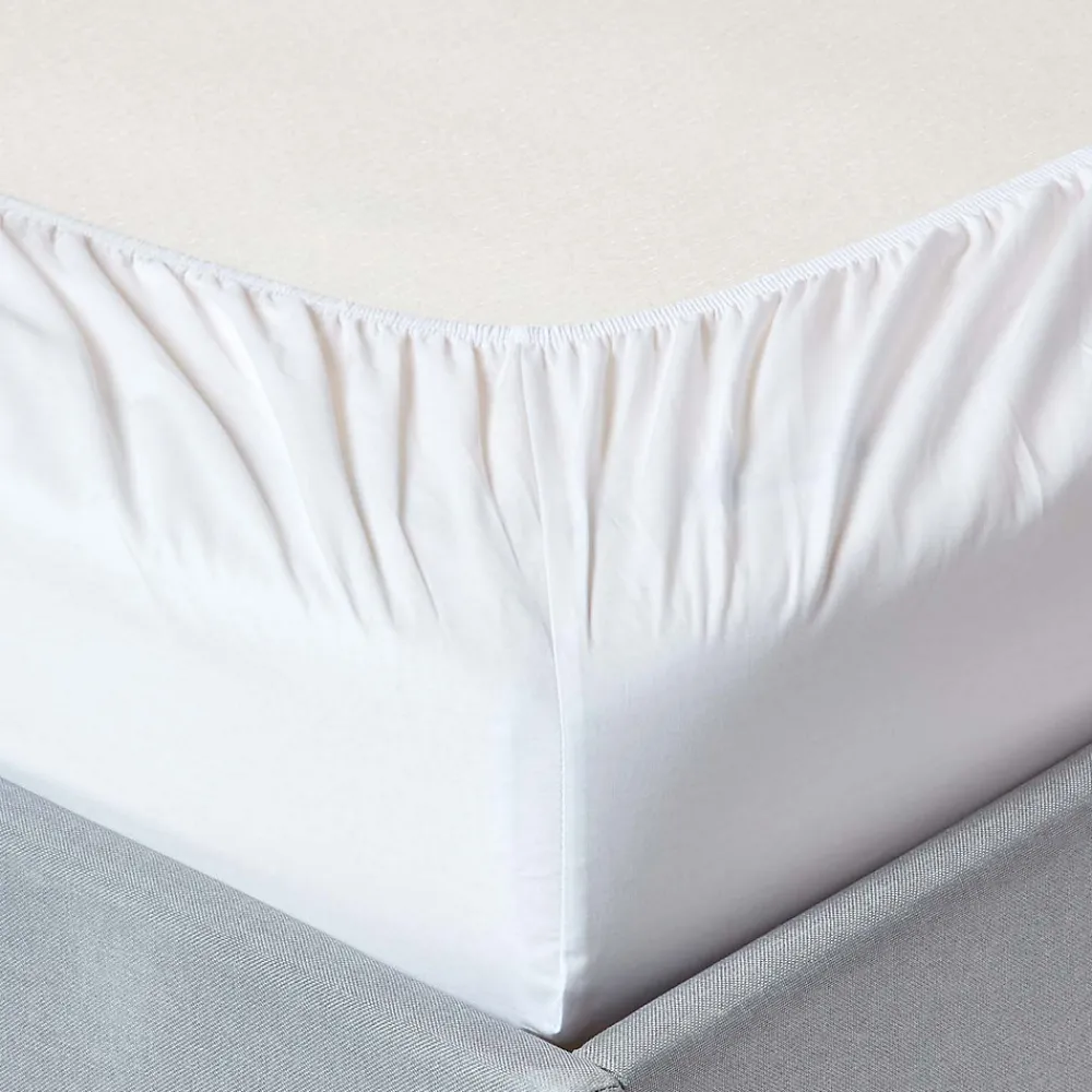 Drap-housse blanc 100% coton égyptien 200 fils 140 x 200 cm ->Homescapes Discount