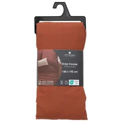 Atmosphera Créateur D'Intérieur Drap-housse Carina en coton 140x190cm rose terracotta - Atmosphera* Drap Housse|Drap Housse