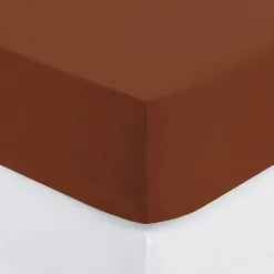 Atmosphera Créateur D'Intérieur Drap-housse Carina en coton 160x200cm rose terracotta - Atmosphera* Drap Housse|Drap Housse