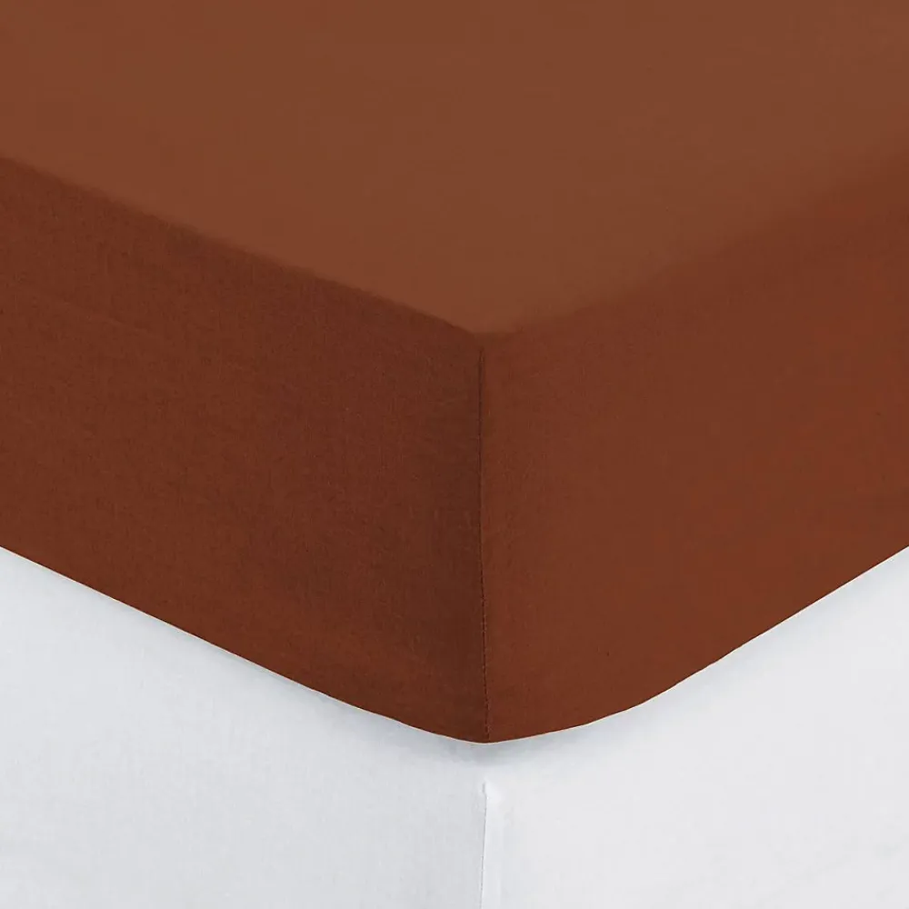 Atmosphera Créateur D'Intérieur Drap-housse Carina en coton 160x200cm rose terracotta - Atmosphera* Drap Housse|Drap Housse