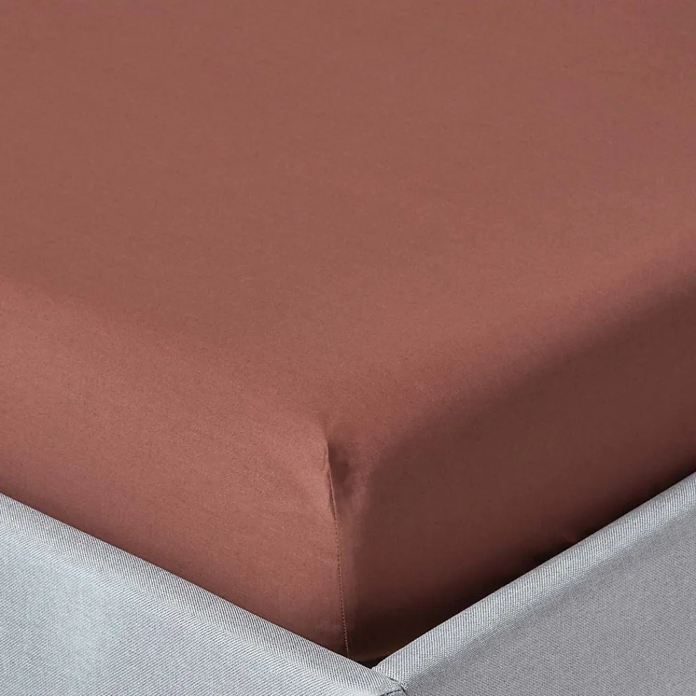 Drap-housse chocolat 100% coton égyptien 200 fils 140 x 200 cm ->Homescapes Best