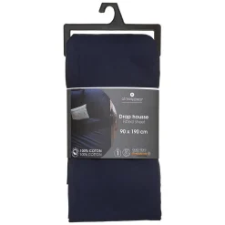 Drap-housse en coton - bleu encre - bonnet H30cm - 90x190 cm - Atmosphera><noscript><img width=