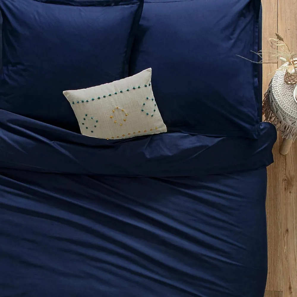 Drap-housse en coton - bleu encre - bonnet H30cm - 90x190 cm - Atmosphera>Atmosphera Créateur D'Intérieur Sale
