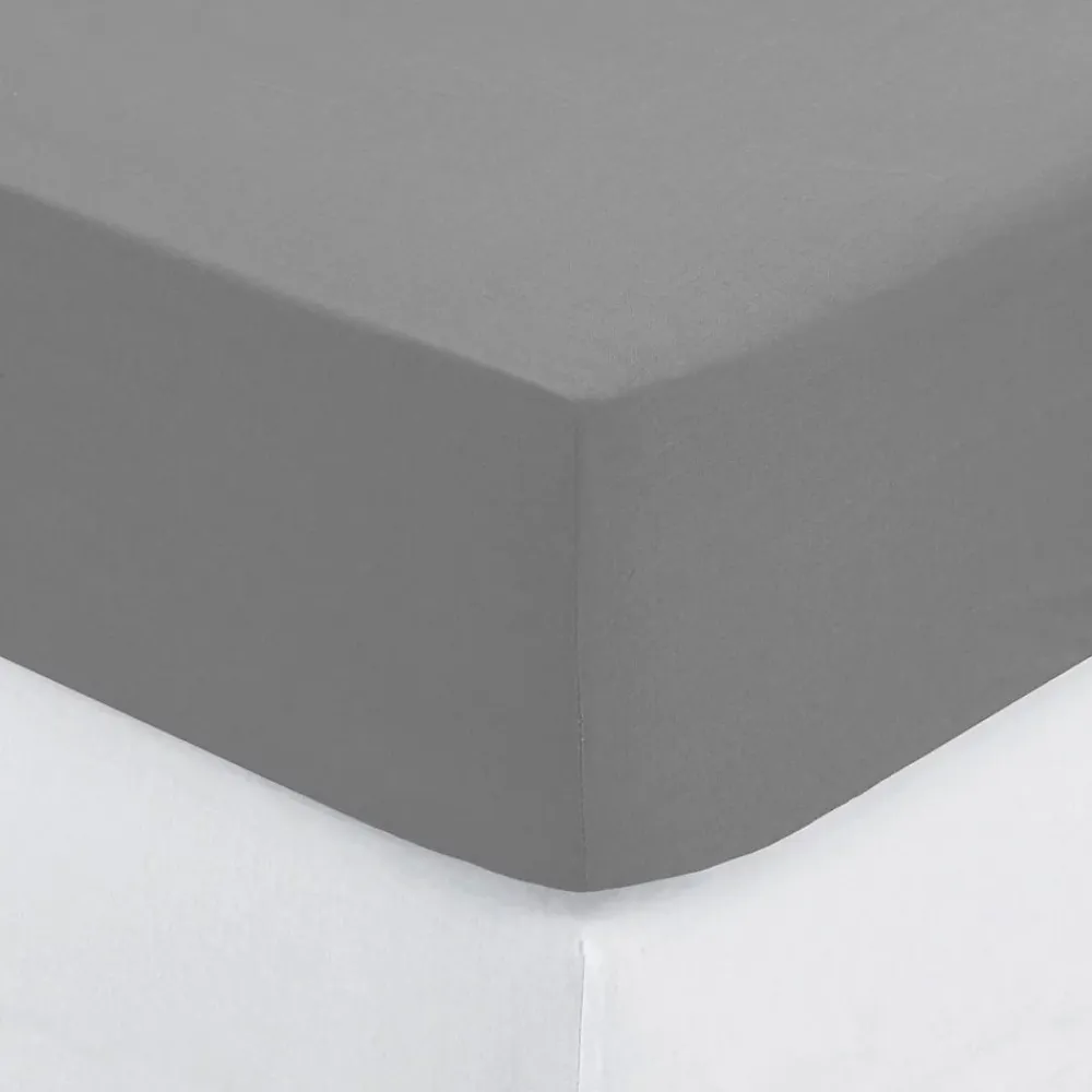 Atmosphera Créateur D'Intérieur Drap-housse en coton - gris - bonnet H30cm - 90x190 cm - Atmosphera* Drap Housse|Drap Housse