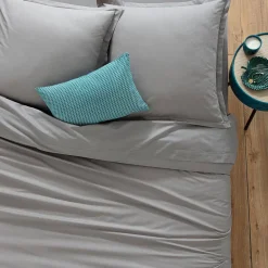 Atmosphera Créateur D'Intérieur Drap-housse en coton - gris - bonnet H30cm - 140x190 cm - Atmosphera* Drap Housse|Drap Housse