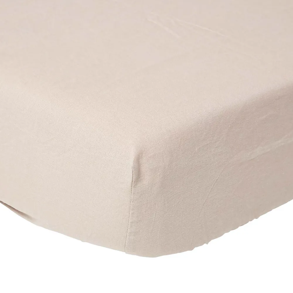 Homescapes Drap-housse en lin lavé beige - 140 x 190 cm -* Drap Housse|Drap Housse