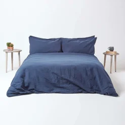 Homescapes Drap-housse grand bonnet en lin lavé bleu marine - 140 x 190 cm -* Drap Housse|Drap Housse