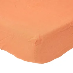 Homescapes Drap-housse grand bonnet en lin lavé orange - 90 x 190 cm -* Drap Housse|Drap Housse