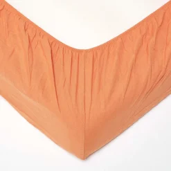 Homescapes Drap-housse grand bonnet en lin lavé orange - 90 x 190 cm -* Drap Housse|Drap Housse