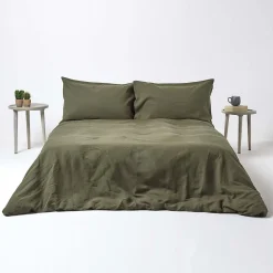 Drap-housse grand bonnet en lin lavé vert - 140 x 190 cm -><noscript><img width=