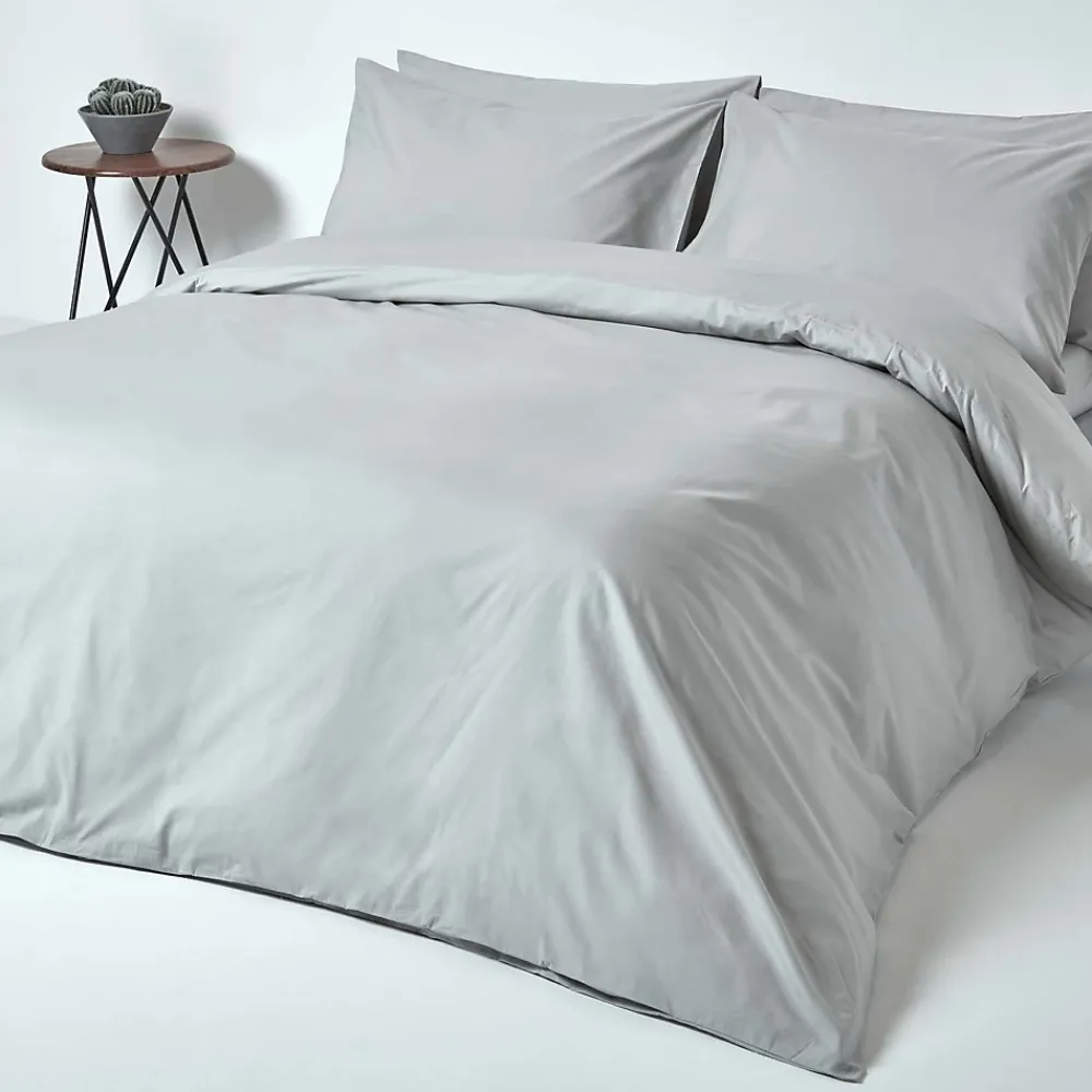 Homescapes Drap-housse gris argenté 100% coton égyptien 200 fils 180 x 200 cm -* Drap Housse|Drap Housse