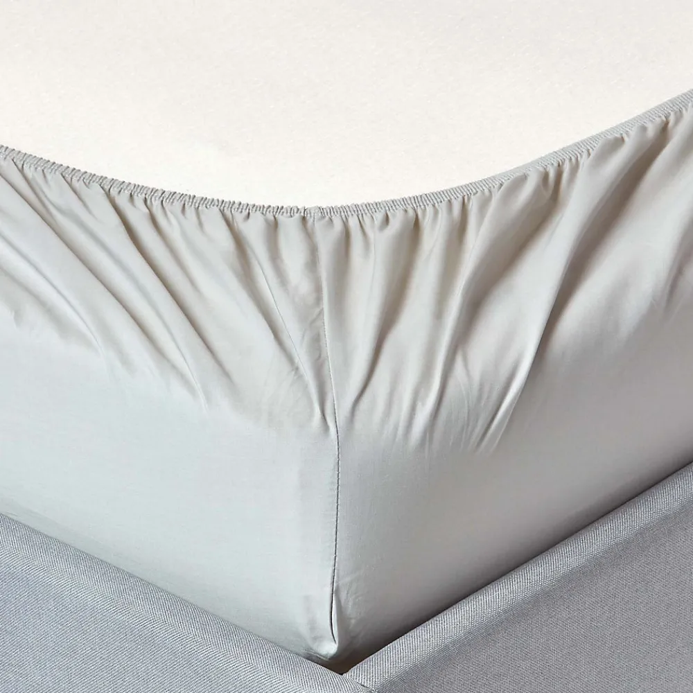 Homescapes Drap-housse gris argenté 100% coton égyptien 200 fils 180 x 200 cm -* Drap Housse|Drap Housse