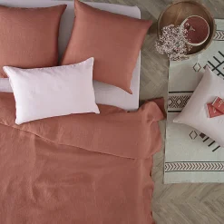 Drap-housse Linah - rose - lin lavé 140x190 cm - Atmosphera><noscript><img width=