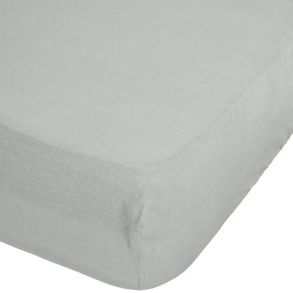 Atmosphera Créateur D'Intérieur Drap-housse Linah - vert céladon - lin lavé 140x190 cm - Atmosphera* Drap Housse|Drap Housse