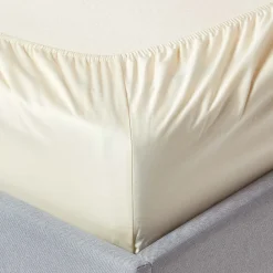Drap-housse matelas épais 140 x 190 cm coton égyptien bio 400 fils crème ->Homescapes New
