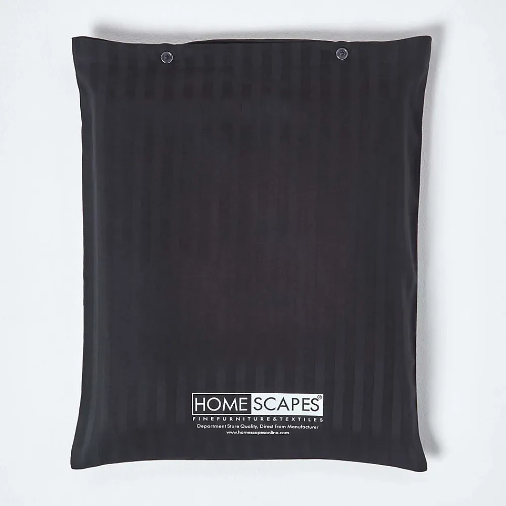 Homescapes Drap-housse rayé 180 x 200 cm 100% coton égyptien 330 fils coloris noir -* Drap Housse|Drap Housse