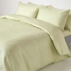Homescapes Drap-housse rayé 140 x 200 cm 100% coton égyptien 330 fils coloris vert sauge -* Drap Housse|Drap Housse