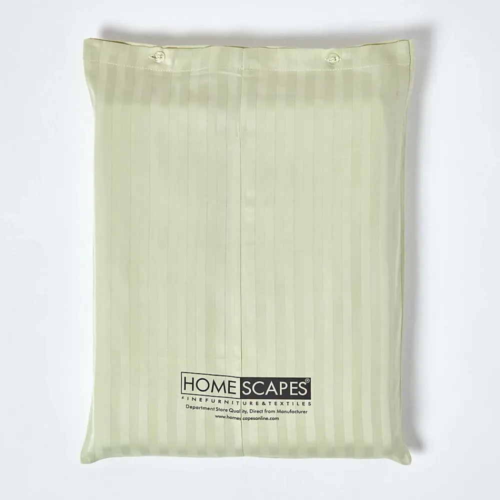 Homescapes Drap-housse rayé 140 x 200 cm 100% coton égyptien 330 fils coloris vert sauge -* Drap Housse|Drap Housse