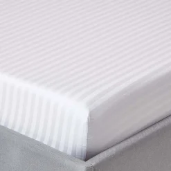 Drap-housse rayé 160 x 200 cm 100% coton égyptien 330 fils coloris blanc ->Homescapes Hot