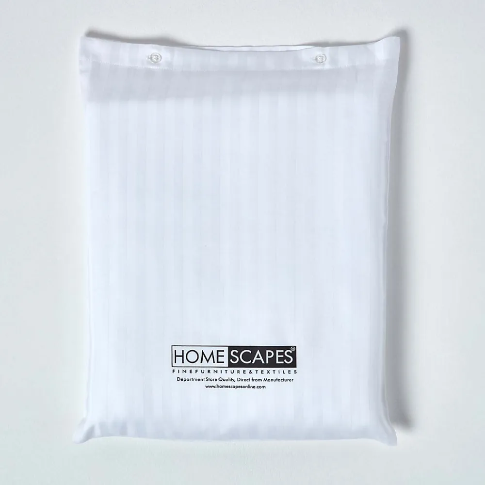 Drap-housse rayé 160 x 200 cm 100% coton égyptien 330 fils coloris blanc ->Homescapes Hot