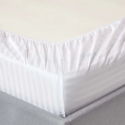 Homescapes Drap-housse rayé 90 x 190 cm 100% coton égyptien 330 fils coloris blanc -* Drap Housse|Drap Housse