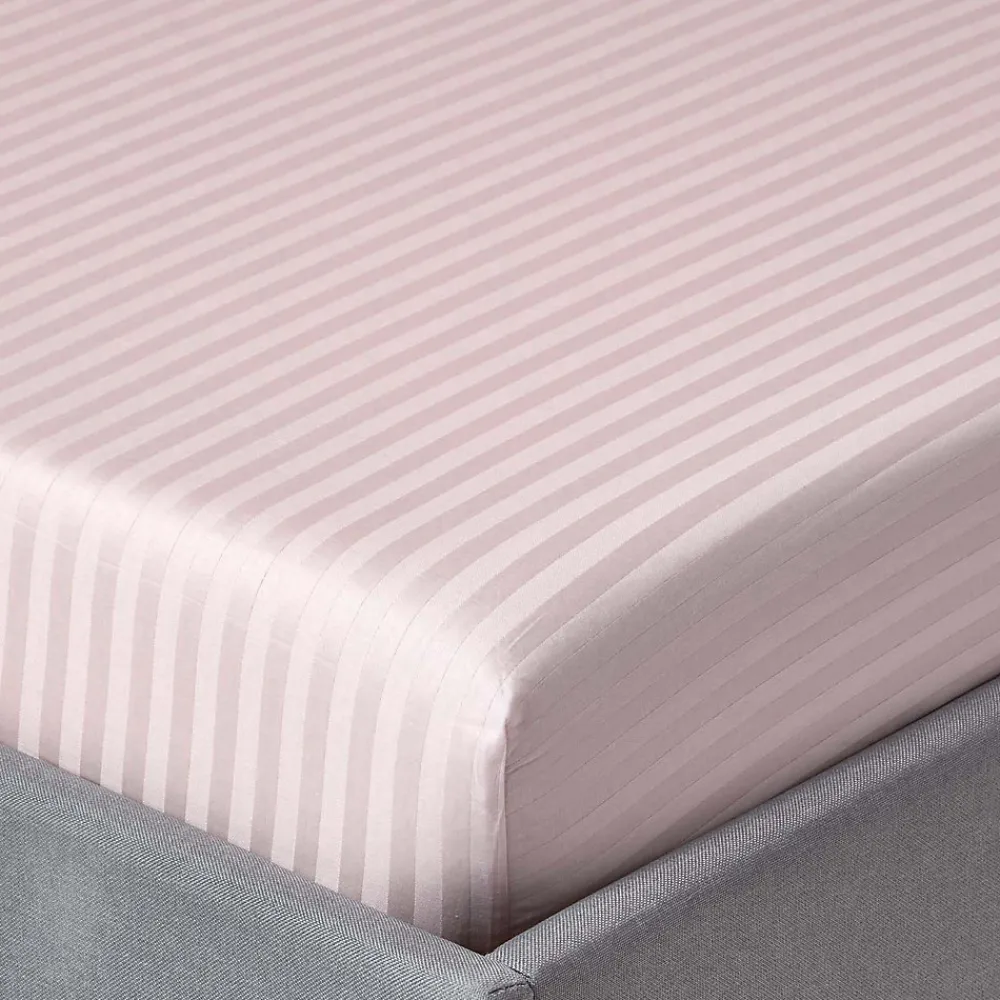 Drap-housse rayé 90 x 190 cm 100% coton égyptien 330 fils coloris violet ->Homescapes Discount