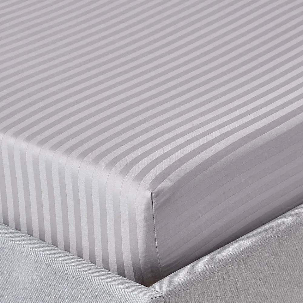 Homescapes Drap-housse rayé 120 x 190 cm 100% coton égyptien 330 fils coloris gris -* Drap Housse|Drap Housse