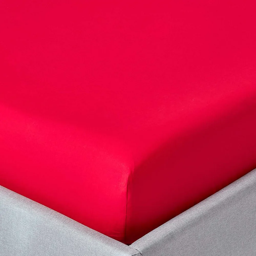 Homescapes Drap-housse rouge 100% coton égyptien 200 fils 120 x 190 cm -* Drap Housse|Drap Housse