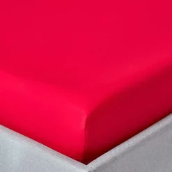 Homescapes Drap-housse rouge 100% coton égyptien 200 fils 140 x 200 cm -* Drap Housse|Drap Housse