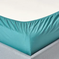 Drap-housse sarcelle 100% coton égyptien 200 fils 120 x 190 cm ->Homescapes Sale