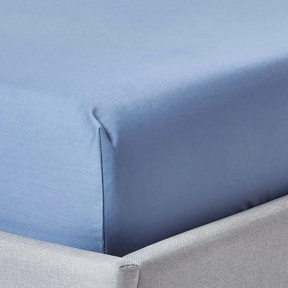 Homescapes Drap-housse uni 140 x 190 cm 100 % coton égyptien 1000 fils coloris bleu -* Drap Housse|Drap Housse