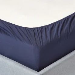 Drap-housse uni 140 x 190 cm 100 % coton égyptien 200 fils coloris bleu marine ->Homescapes Online