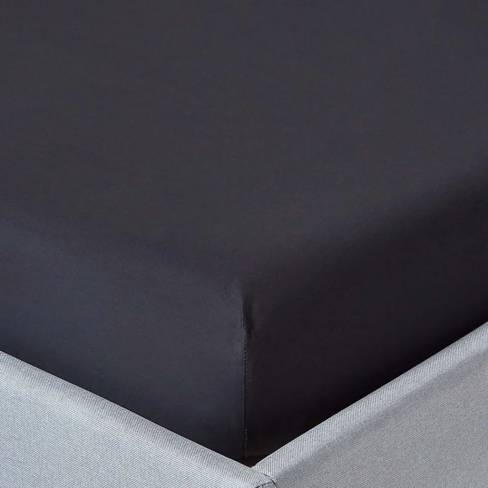 Homescapes Drap-housse uni 140 x 190 cm 100 % coton égyptien 200 fils coloris noir -* Drap Housse|Drap Housse