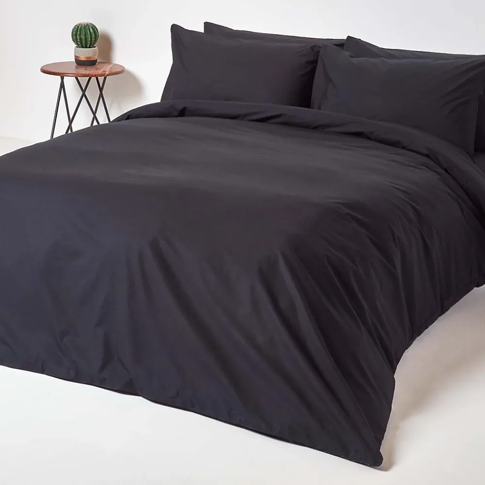 Homescapes Drap-housse uni 140 x 190 cm 100 % coton égyptien 200 fils coloris noir -* Drap Housse|Drap Housse