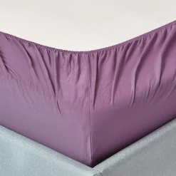 Drap-housse uni 90 x 190 cm 100 % coton égyptien 200 fils coloris raisin ->Homescapes Hot