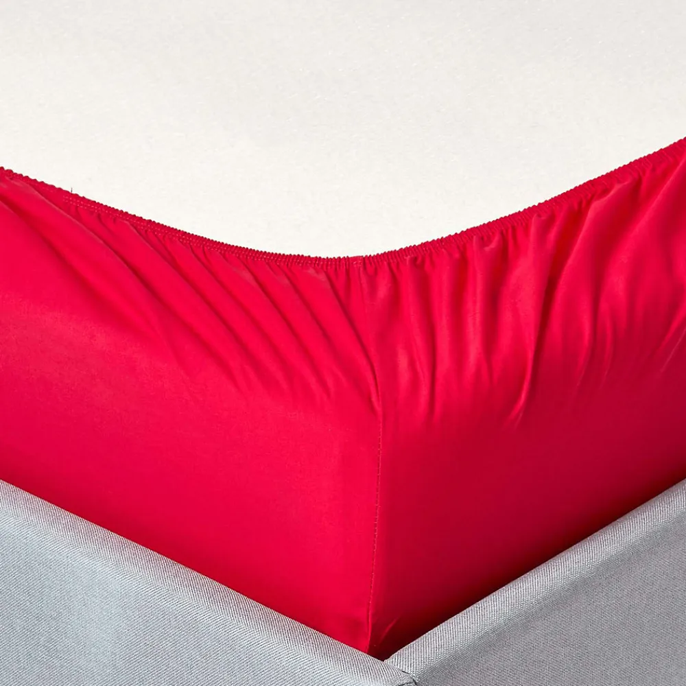 Homescapes Drap-housse uni 140 x 190 cm 100 % coton égyptien 200 fils coloris rouge -* Drap Housse|Drap Housse